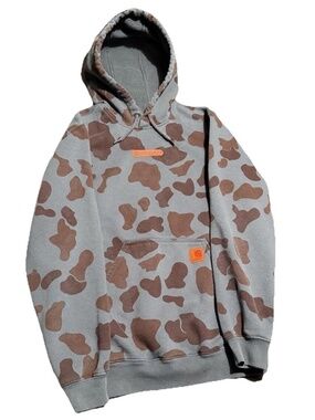 Carhartt Men’s Size Small Orange/blue Camo Hoodie Loose Fit Hooded Sweatshirt